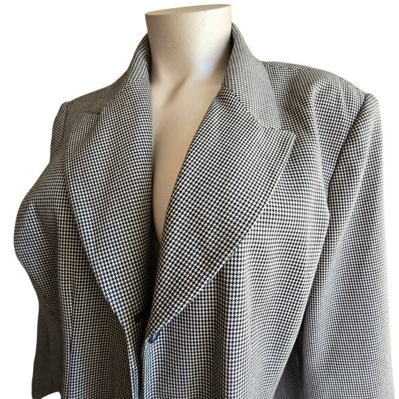 Vintage Houndstooth Womens Blazer Jacket Button Front Black White Size 30 JJ4025 - Picture 2 of 7